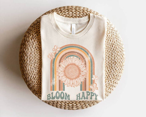 Bloom Happy Floral Retro Graphic Tees Botanical Women's